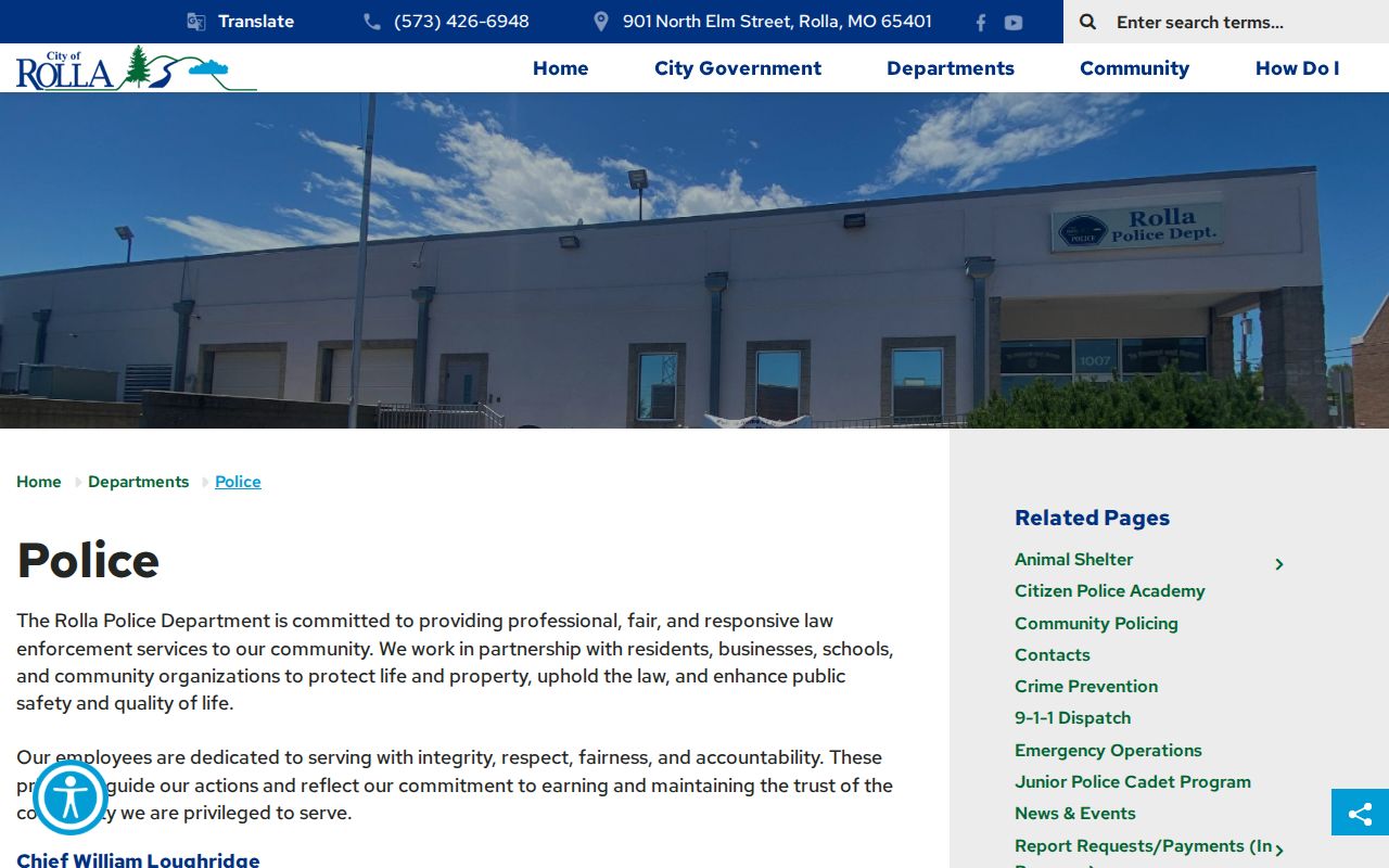 Rolla Police Department records page for Rolla recent arrests
